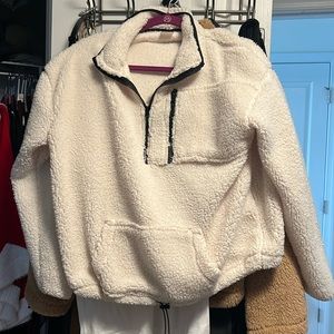 1/4 zip Sherpa cream